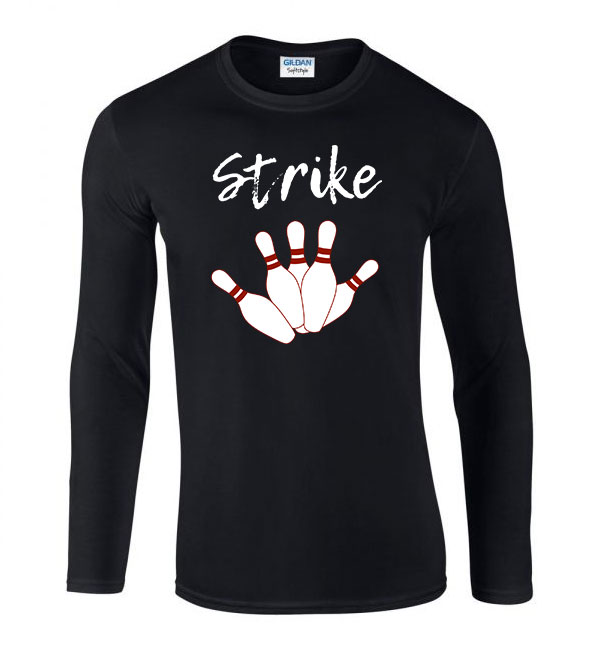 bowling strike Fekete Férfi Hosszú Ujjú Póló