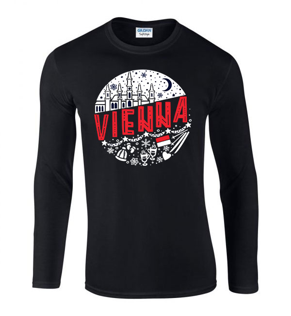 Vienna Austria ausztria bécs karácsony karácsonyos Fekete Férfi Hosszú Ujjú Póló