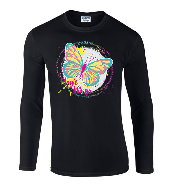 Pillangó Butterfly Fekete Férfi Hosszú Ujjú Póló