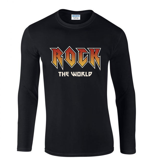 rock the world Fekete Férfi Hosszú Ujjú Póló