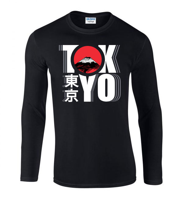 Tokyo japán japan Fekete Férfi Hosszú Ujjú Póló