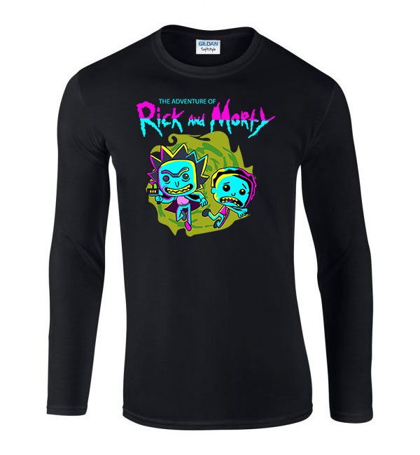 rick és morty Fekete Férfi Hosszú Ujjú Póló