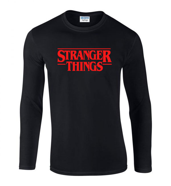 stranger things Fekete Férfi Hosszú Ujjú Póló