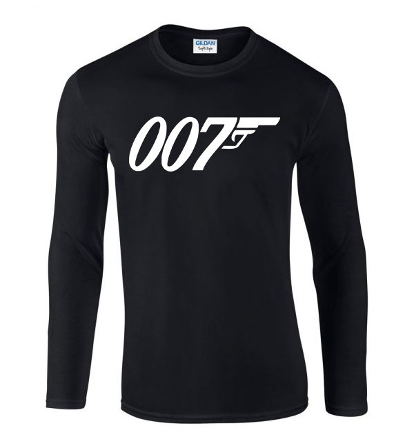 james bond 007 Fekete Férfi Hosszú Ujjú Póló