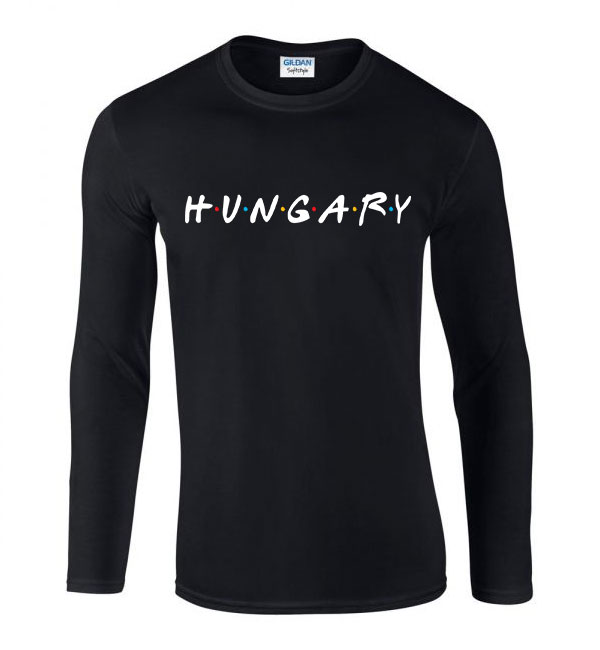 hungary magyarország Fekete Férfi Hosszú Ujjú Póló