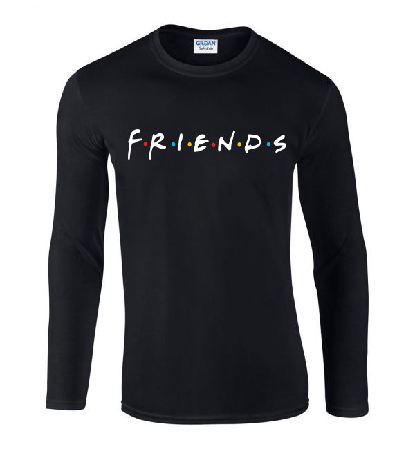 Friends jóbarátok Fekete Férfi Hosszú Ujjú Póló