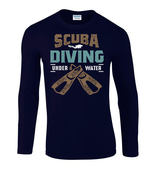 scuba diving búvárkodás búvár Sötétkék Férfi Hosszú Ujjú Póló