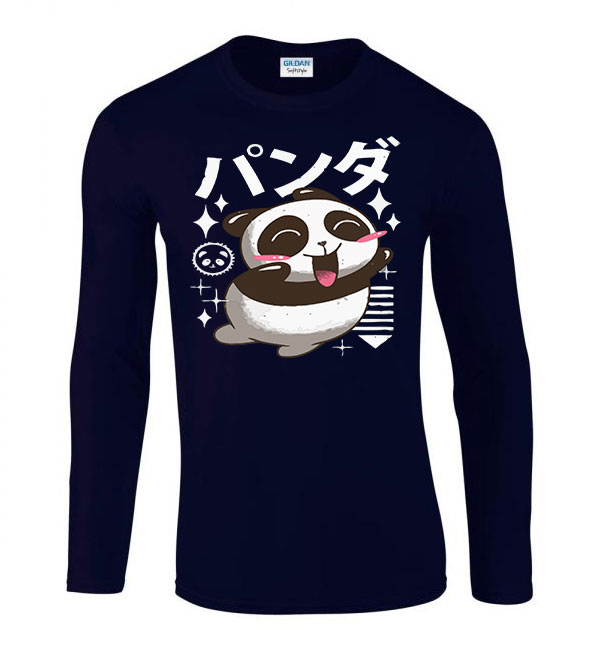 panda Sötétkék Férfi Hosszú Ujjú Póló