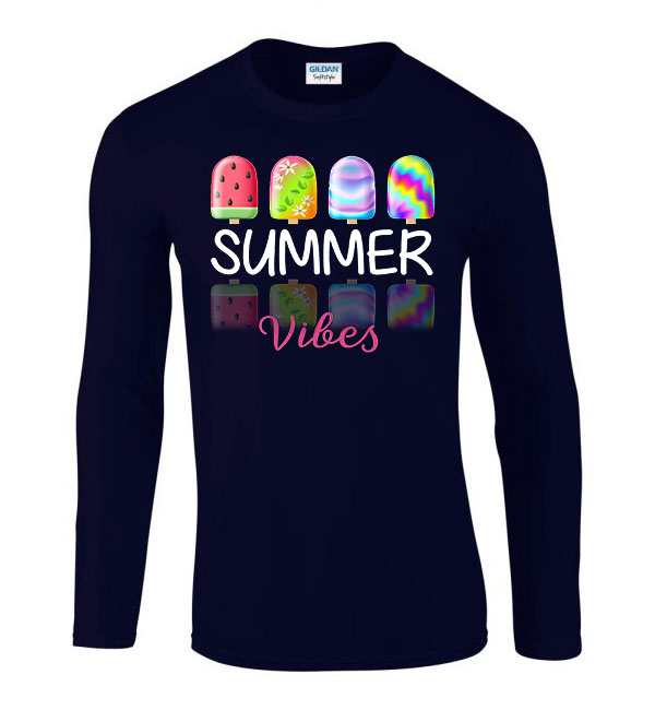 summer vibes fagyi fagyis nyár Sötétkék Férfi Hosszú Ujjú Póló