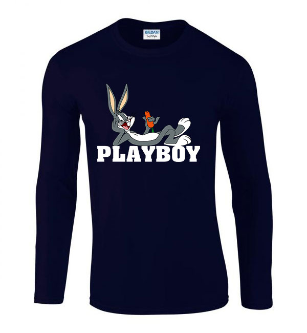 tapsi hapsi playboy Sötétkék Férfi Hosszú Ujjú Póló