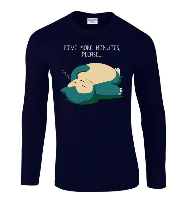 snorlax pokemon lusta alvós még öt perc Sötétkék Férfi Hosszú Ujjú Póló