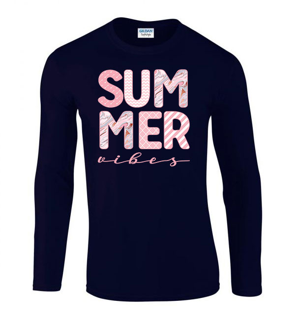 summer vibes nyár nyaralás Sötétkék Férfi Hosszú Ujjú Póló