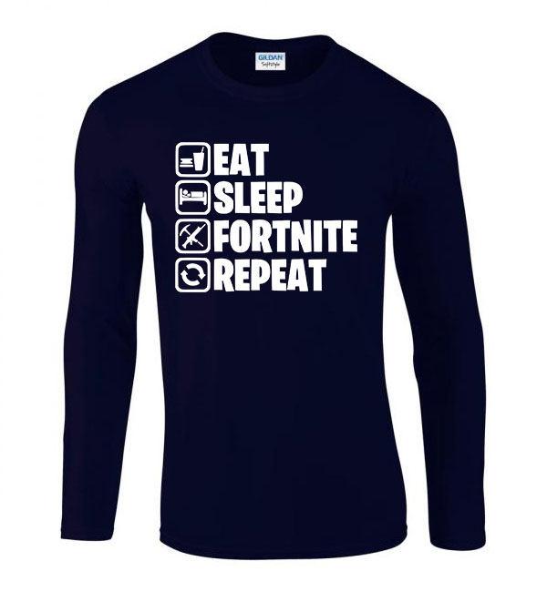 eat sleep fortnite repeat Sötétkék Férfi Hosszú Ujjú Póló