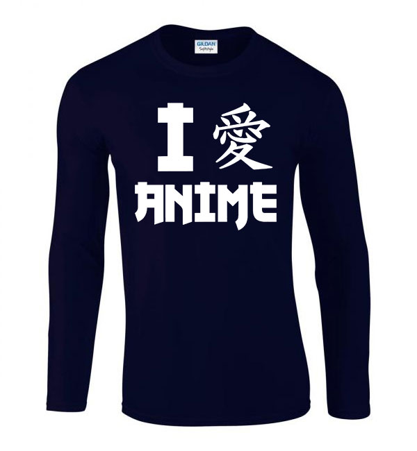i love anime Sötétkék Férfi Hosszú Ujjú Póló