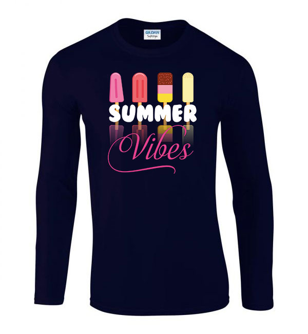 summer vibes nyár nyaralás Sötétkék Férfi Hosszú Ujjú Póló