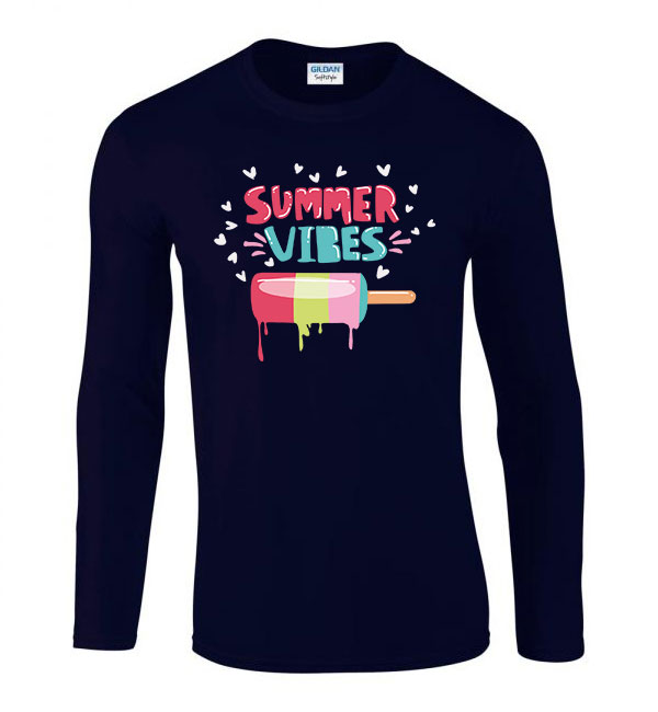summer vibes nyár Sötétkék Férfi Hosszú Ujjú Póló