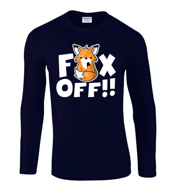fox off fuck off Sötétkék Férfi Hosszú Ujjú Póló