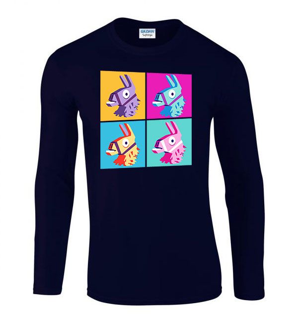 loot láma fortnite loot llama Sötétkék Férfi Hosszú Ujjú Póló