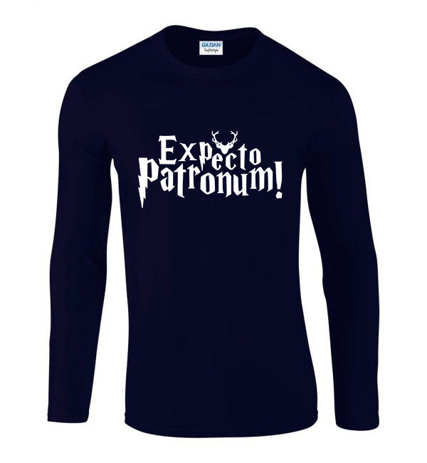 harry potter expecto patronum Sötétkék Férfi Hosszú Ujjú Póló