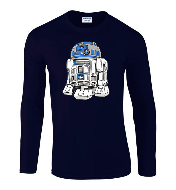 r2d2 star wars Sötétkék Férfi Hosszú Ujjú Póló