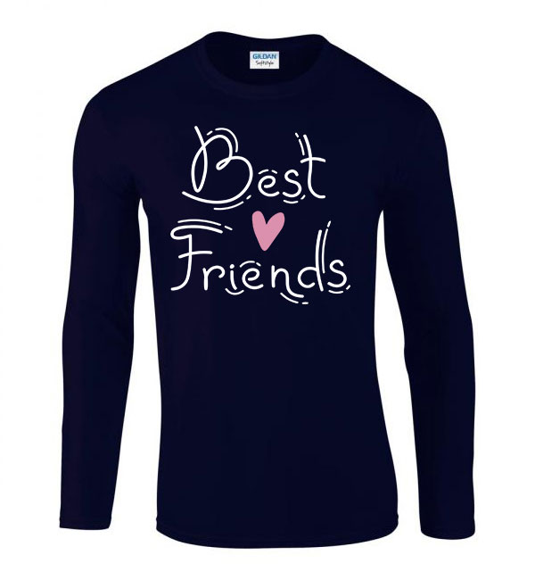 best friends bff barátság Sötétkék Férfi Hosszú Ujjú Póló