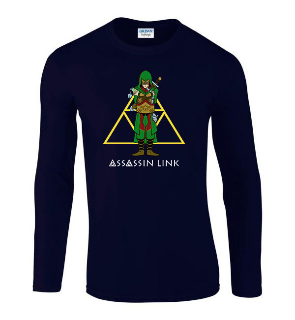 assasin creed zelda link Sötétkék Férfi Hosszú Ujjú Póló