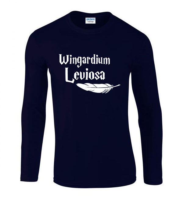 harry potter wingardium leviosa Sötétkék Férfi Hosszú Ujjú Póló