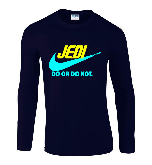 star wars jedi do or do not Sötétkék Férfi Hosszú Ujjú Póló