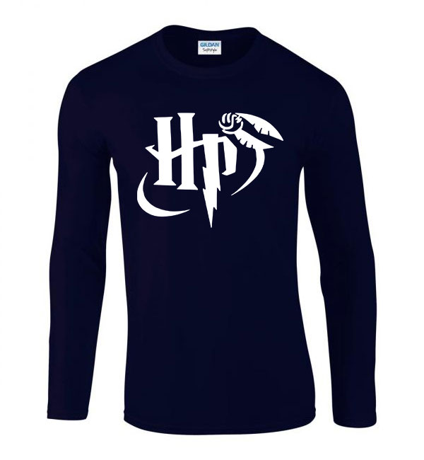 harry potter aranycikesz Sötétkék Férfi Hosszú Ujjú Póló