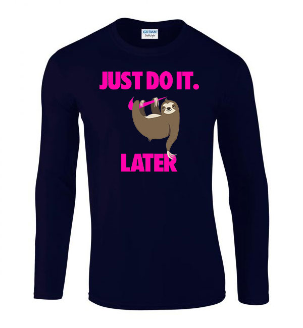 lajhár just do it later Sötétkék Férfi Hosszú Ujjú Póló