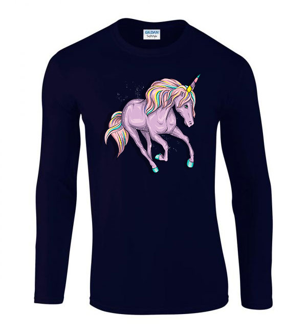 Unikornis unicorn Sötétkék Férfi Hosszú Ujjú Póló