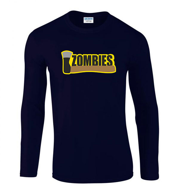 zombi zombis Sötétkék Férfi Hosszú Ujjú Póló