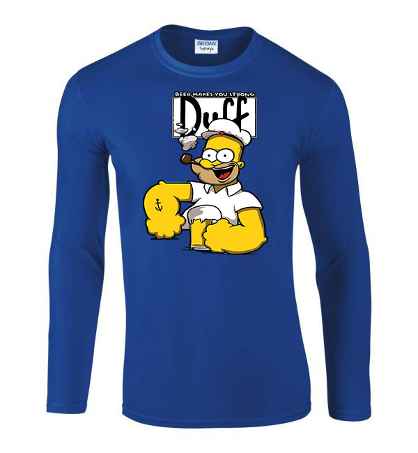 Homer Simpson Simpsons Család Kék Férfi Hosszú Ujjú Póló