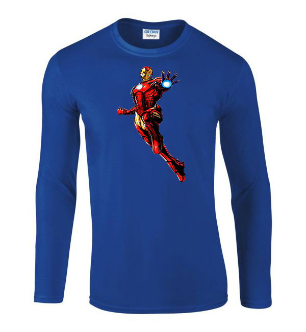 vasember iron man avengers bosszúállók Kék Férfi Hosszú Ujjú Póló