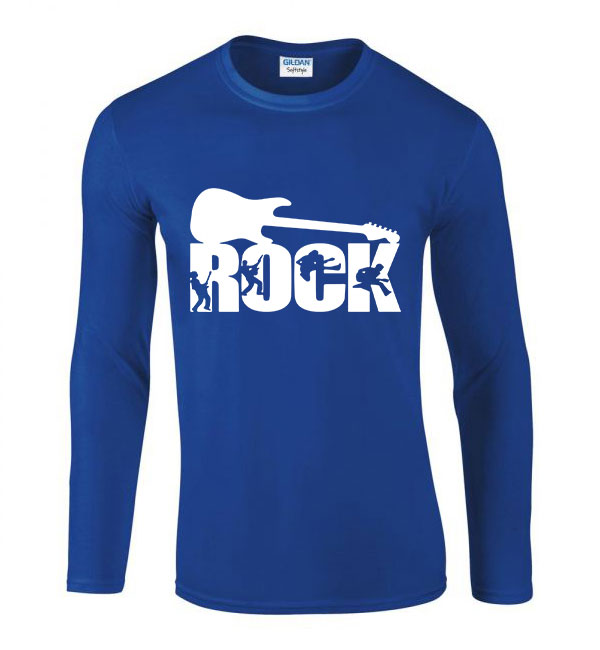 rock gitár gitáros Kék Férfi Hosszú Ujjú Póló