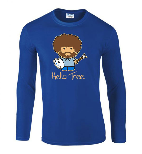 Bob Ross festészet festő Kék Férfi Hosszú Ujjú Póló