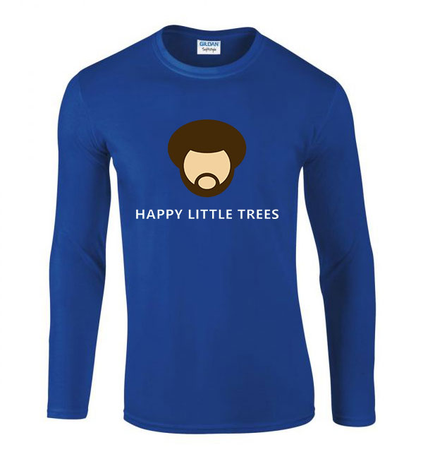 Bob Ross Festészet Festő Kék Férfi Hosszú Ujjú Póló