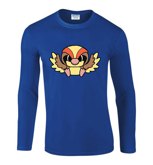 Pokemon Pidgey Kék Férfi Hosszú Ujjú Póló