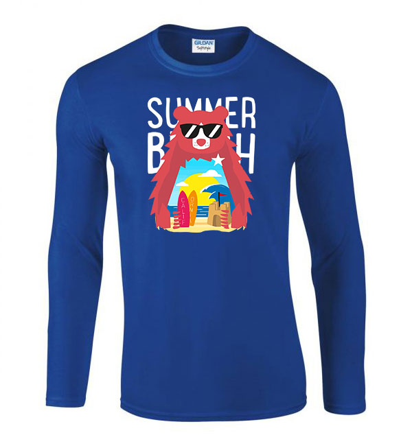 summer beach nyaralás nyár Kék Férfi Hosszú Ujjú Póló