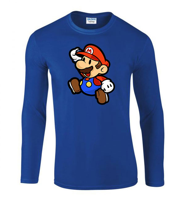 super mario Kék Férfi Hosszú Ujjú Póló