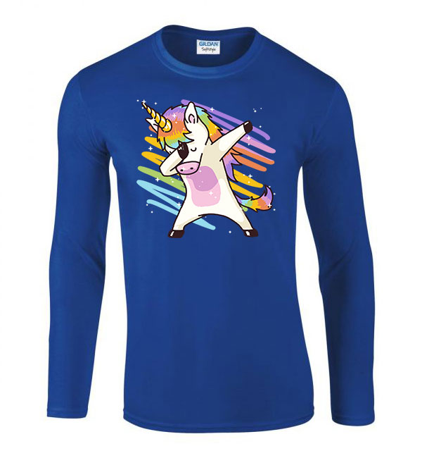 dabbing unikornis Kék Férfi Hosszú Ujjú Póló