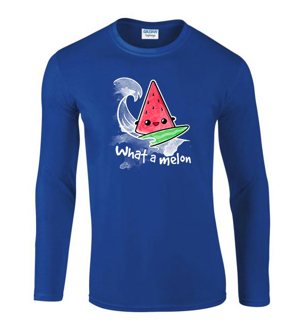 what a melon dinnyes nyár szörf Kék Férfi Hosszú Ujjú Póló