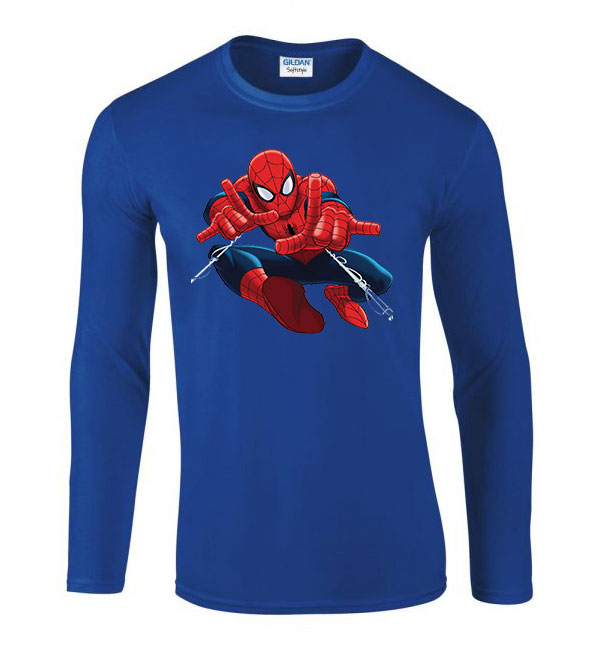 pókermber spider man Kék Férfi Hosszú Ujjú Póló