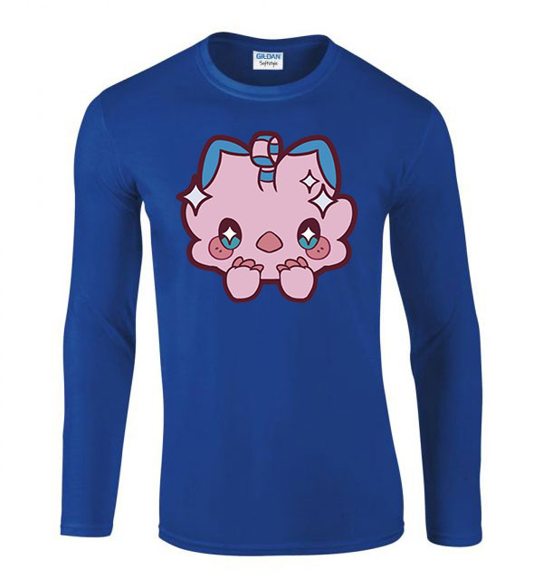 Biyomon digimon Kék Férfi Hosszú Ujjú Póló