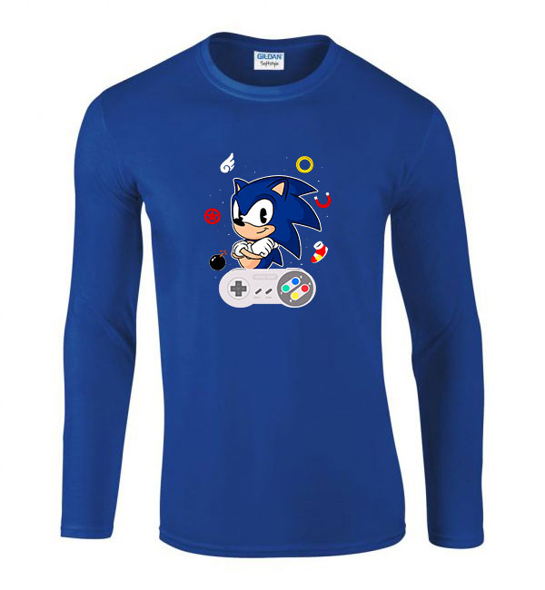 sonic Kék Férfi Hosszú Ujjú Póló
