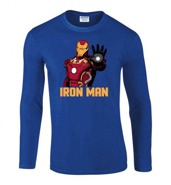 iron man vasember Kék Férfi Hosszú Ujjú Póló