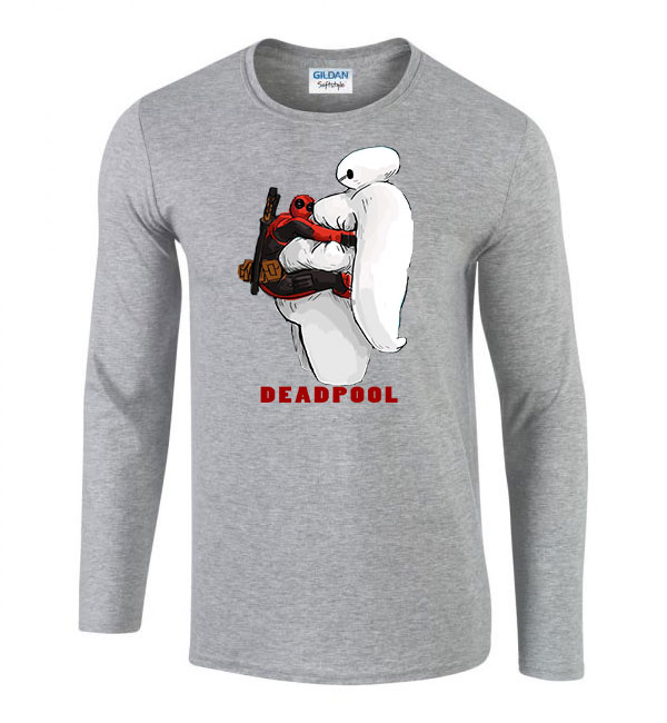 Deadpool Baymax Sportszürke Férfi Hosszú Ujjú Póló