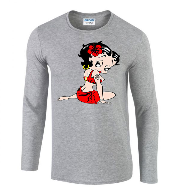 Betty Boop Sportszürke Férfi Hosszú Ujjú Póló