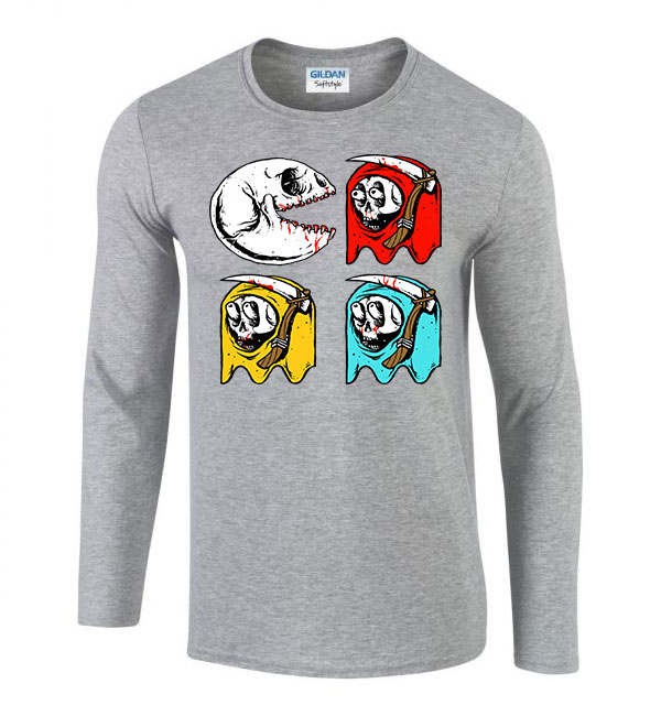 pac man Sportszürke Férfi Hosszú Ujjú Póló