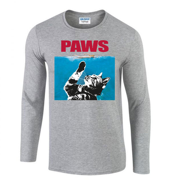 macskás cicás paws Sportszürke Férfi Hosszú Ujjú Póló